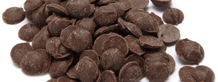 a pile of chocolate chips shown in close up