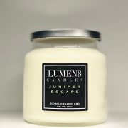 Lumen8 Candles Juniper Escape white candle