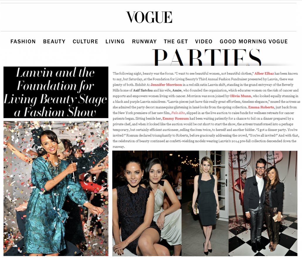 Vogue magazine article showing people at an events
